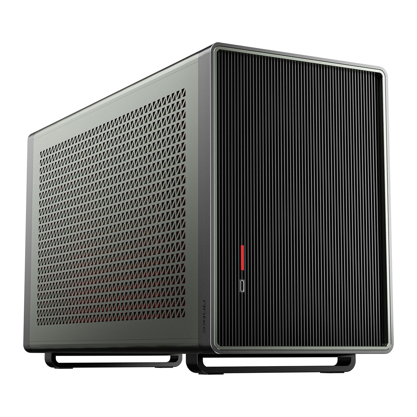 Antec Performance 1M Aventurine Mini-ITX Gaming Case with Aluminum Finish, PCIe 4.0 Riser Cable, USB 3.2 Gen2 Type-C, Tool-Free Side Panels, Solid Side Panel, SFX-L & SFX PSU Support