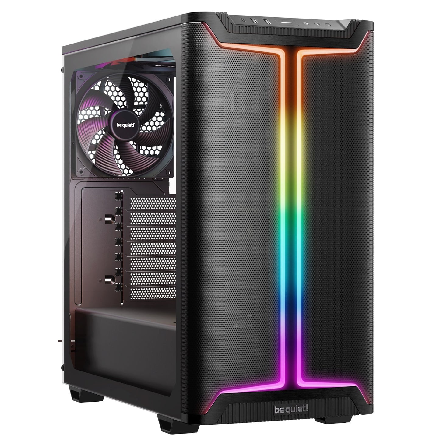 be quiet! Pure Base 501 DX Case, Airflow Window Black, Mid Tower, 2 x USB Type-A, 1 x USB Type-C, 3 x Pure Wings 3 140mm Black PWM Fans Included, Dynamic case front design with elegant ARGB lighting inside and outside of the case