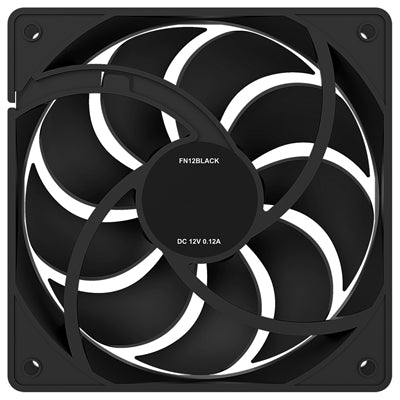 EVO LABS Black Fan, 120mm, 1200RPM, 4-Pin Molex Connector, 9 Blades for Optimised Airflow, Black Frame, Black Blades, OEM System Builder Packaging