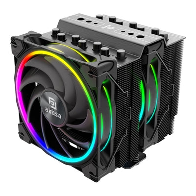 Akasa Soho H7 ARGB CPU Cooler, Black, 2x 120mm PWM Fan, Dual Tower, Aluminium Fins, 7x Copper Heatpipes, Intel/AMD