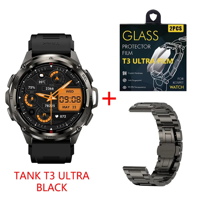 2024 Original KOSPET TANK T3 Ultra GPS Smart Watch Men Smartwatch 470mAh Digital Fitness AMOLED AOD Bluetooth Electronic Watches