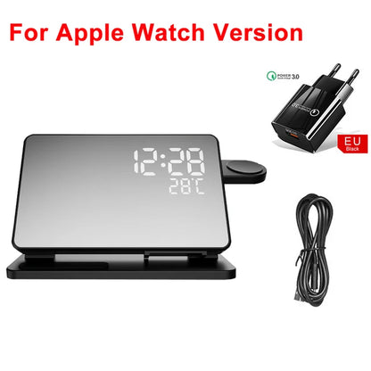 3 in 1 Wireless Charger For iPhone 14 13 12 Pro Max Fast Charging  Station For Apple Watch 8 7 Chargers Stand With Alarm Clock