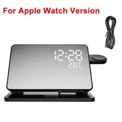 3 in 1 Wireless Charger For iPhone 14 13 12 Pro Max Fast Charging  Station For Apple Watch 8 7 Chargers Stand With Alarm Clock