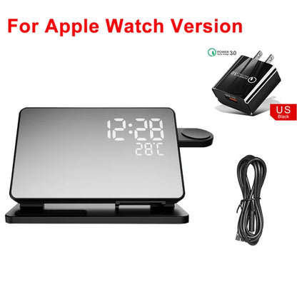 3 in 1 Wireless Charger For iPhone 14 13 12 Pro Max Fast Charging  Station For Apple Watch 8 7 Chargers Stand With Alarm Clock