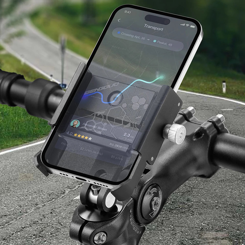 Aluminum Bike Phone Holder Shockproof Motorcycle Phone Mount Adjustable Universal Bottom Support Design for Bicycle Phone Mount