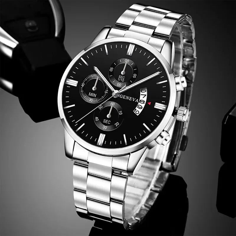 Fashion Men Stainless Steel Watch Luxury Calendar Quartz Wrist Watch Business Watches Man Clock Male Bracelet Wristwatch