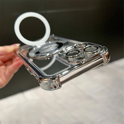 Luxury Shockproof Magnetic Bracket for MagSafe – Clear Case with Stand for iPhone 15/16/14/13/12/11 Pro Max