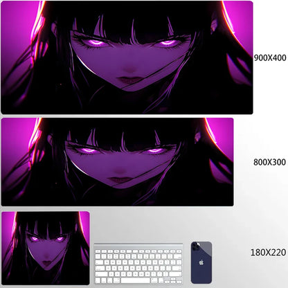 Mouse Pad 900x400 PC Gaming Accessories Mousepad Laptop Purple Anime Cool Girl Deskmat Keyboard Rug XXL Kawaii Rubber Desk Mat