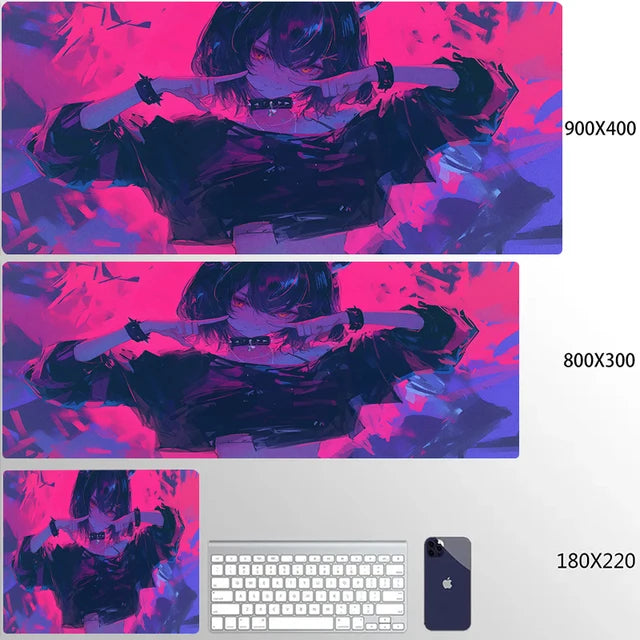 Mouse Pad 900x400 PC Gaming Accessories Mousepad Laptop Purple Anime Cool Girl Deskmat Keyboard Rug XXL Kawaii Rubber Desk Mat