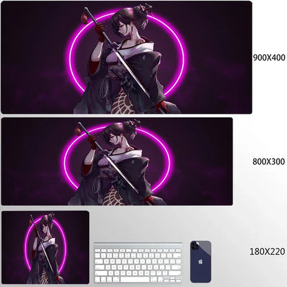 Mouse Pad 900x400 PC Gaming Accessories Mousepad Laptop Purple Anime Cool Girl Deskmat Keyboard Rug XXL Kawaii Rubber Desk Mat