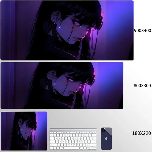 Mouse Pad 900x400 PC Gaming Accessories Mousepad Laptop Purple Anime Cool Girl Deskmat Keyboard Rug XXL Kawaii Rubber Desk Mat