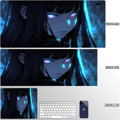 Mouse Pad 900x400 PC Gaming Accessories Mousepad Laptop Purple Anime Cool Girl Deskmat Keyboard Rug XXL Kawaii Rubber Desk Mat