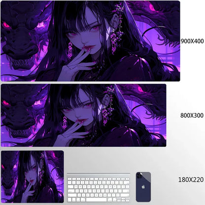 Mouse Pad 900x400 PC Gaming Accessories Mousepad Laptop Purple Anime Cool Girl Deskmat Keyboard Rug XXL Kawaii Rubber Desk Mat