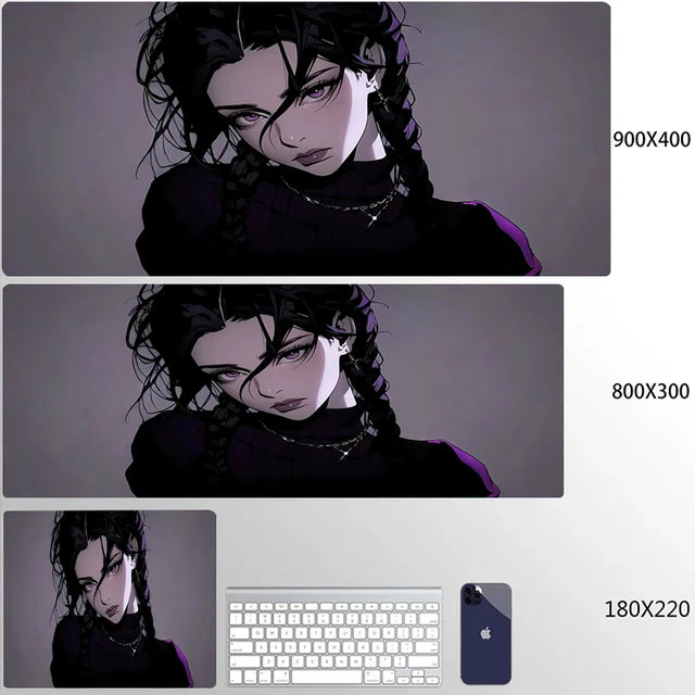 Mouse Pad 900x400 PC Gaming Accessories Mousepad Laptop Purple Anime Cool Girl Deskmat Keyboard Rug XXL Kawaii Rubber Desk Mat