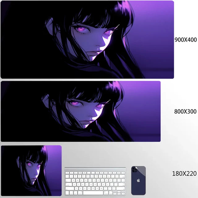 Mouse Pad 900x400 PC Gaming Accessories Mousepad Laptop Purple Anime Cool Girl Deskmat Keyboard Rug XXL Kawaii Rubber Desk Mat