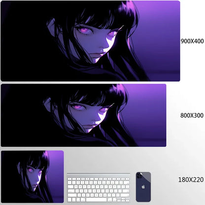 Mouse Pad 900x400 PC Gaming Accessories Mousepad Laptop Purple Anime Cool Girl Deskmat Keyboard Rug XXL Kawaii Rubber Desk Mat