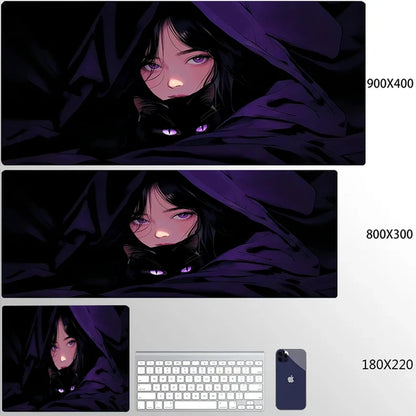 Mouse Pad 900x400 PC Gaming Accessories Mousepad Laptop Purple Anime Cool Girl Deskmat Keyboard Rug XXL Kawaii Rubber Desk Mat