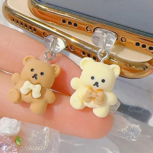 Cute Bear Phone Dust Plug - Universal iPhone & Samsung Type-C Decorative Hanging Accessory