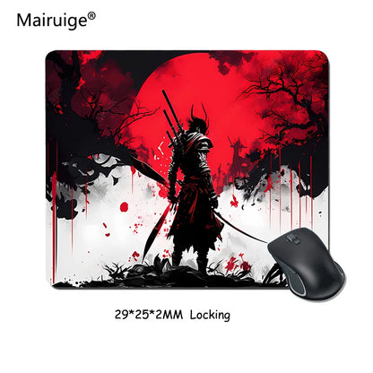 Samurai Warrior Mouse Pad Gamer Computer Accessories Keyboard Table Mat Black Mousepad Company Gaming Laptop Desk Accessory Pc