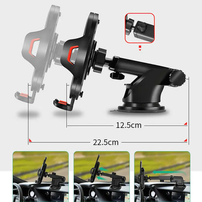 Universal Car 360°Rotate MobilePhone Holder Mount Sucker Retractable Arm Phone Bracket Stand Fit For iPhone 13 12 Pro Max Xiaomi