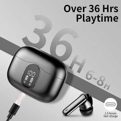 Wireless Earbuds with Bluetooth 5.3, In-Ear Headphones Featuring 4 ENC Mics and 36 Hours of Playtime, LED Display Included.