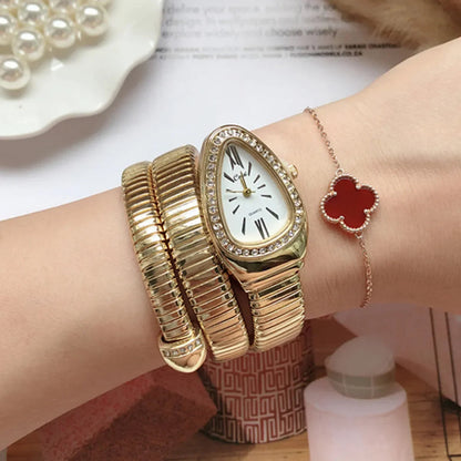 Women's Luxury Quartz Watch - Gold Stainless Steel Bracelet Wristwatch