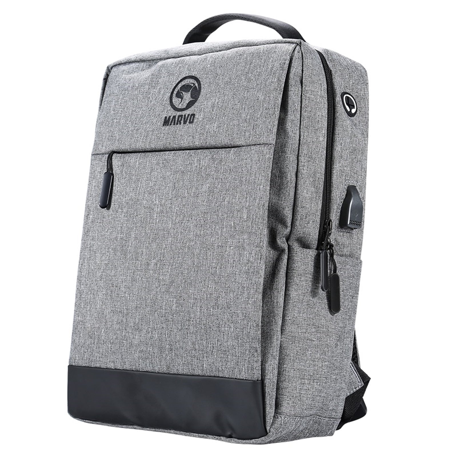 Marvo Laptop 15.6 inch Backpack with USB Charging Port, Waterproof Durable Fabric, Max Load 20kg, Grey with Black Detail