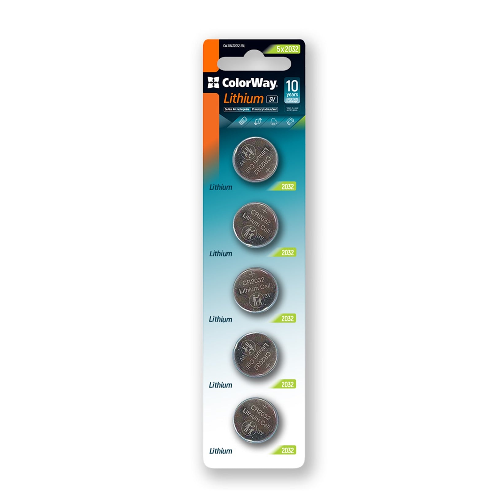 Colorway Lithium Power Blister Pack of 5 Coin Cell CR2032 Batteries