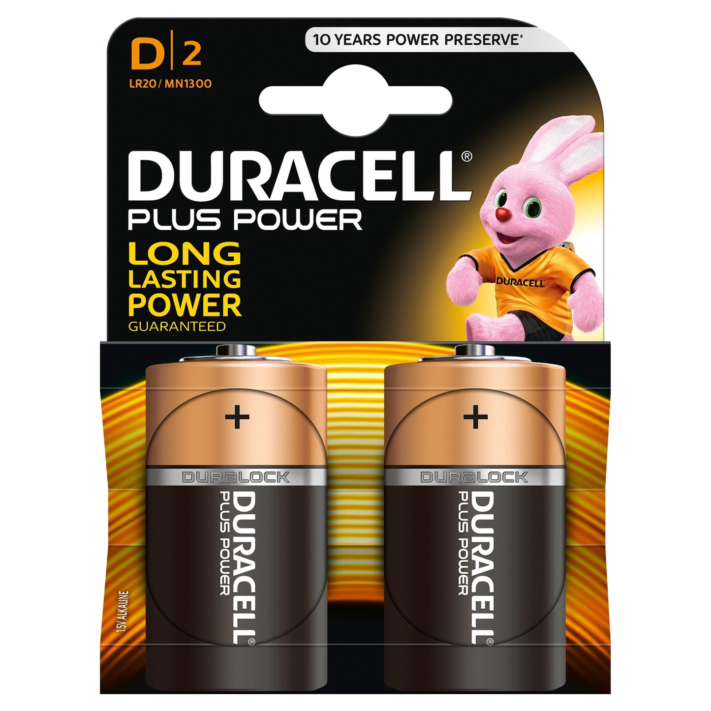 Duracell Plus Power Alkaline, Long Expiry, Pack of 2 D Batteries