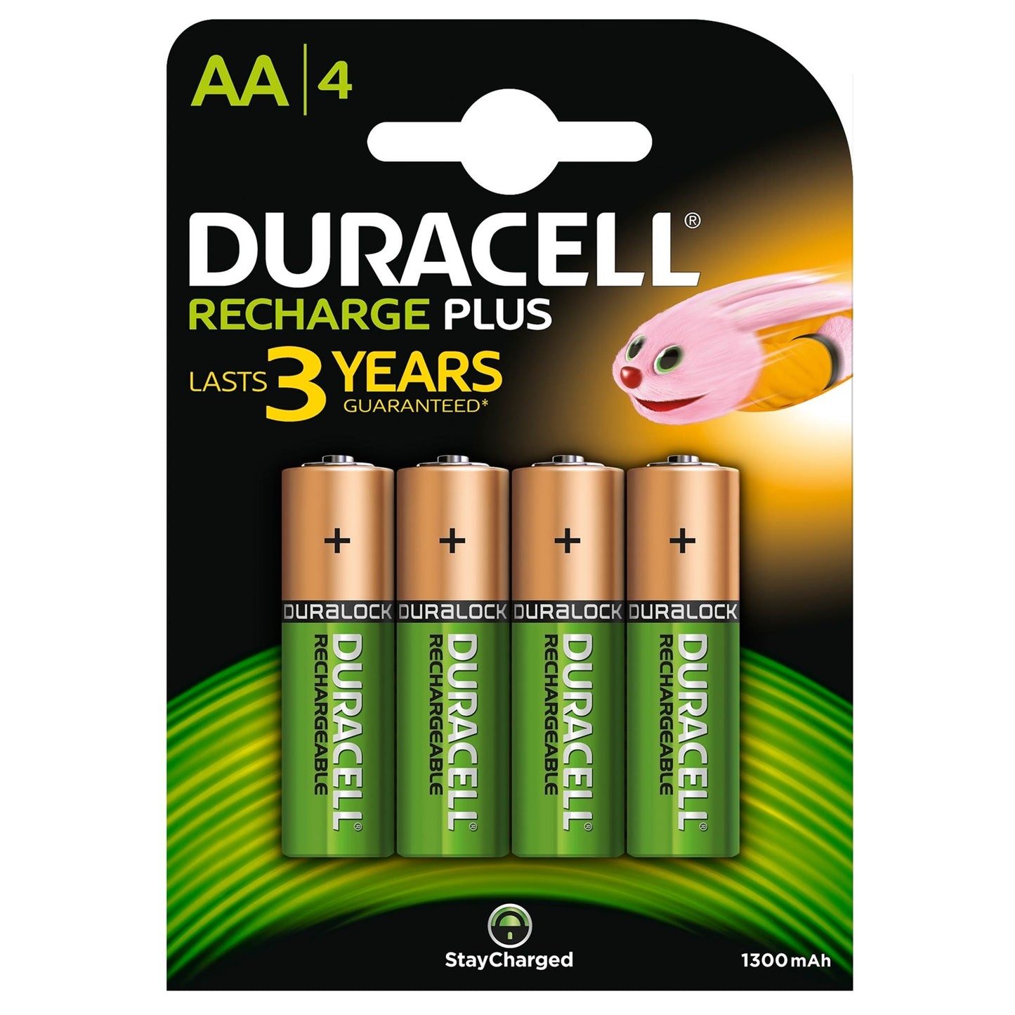 Duracell Recharge Plus Pack of 4 AA 1300mAh Rechargeable Batteries