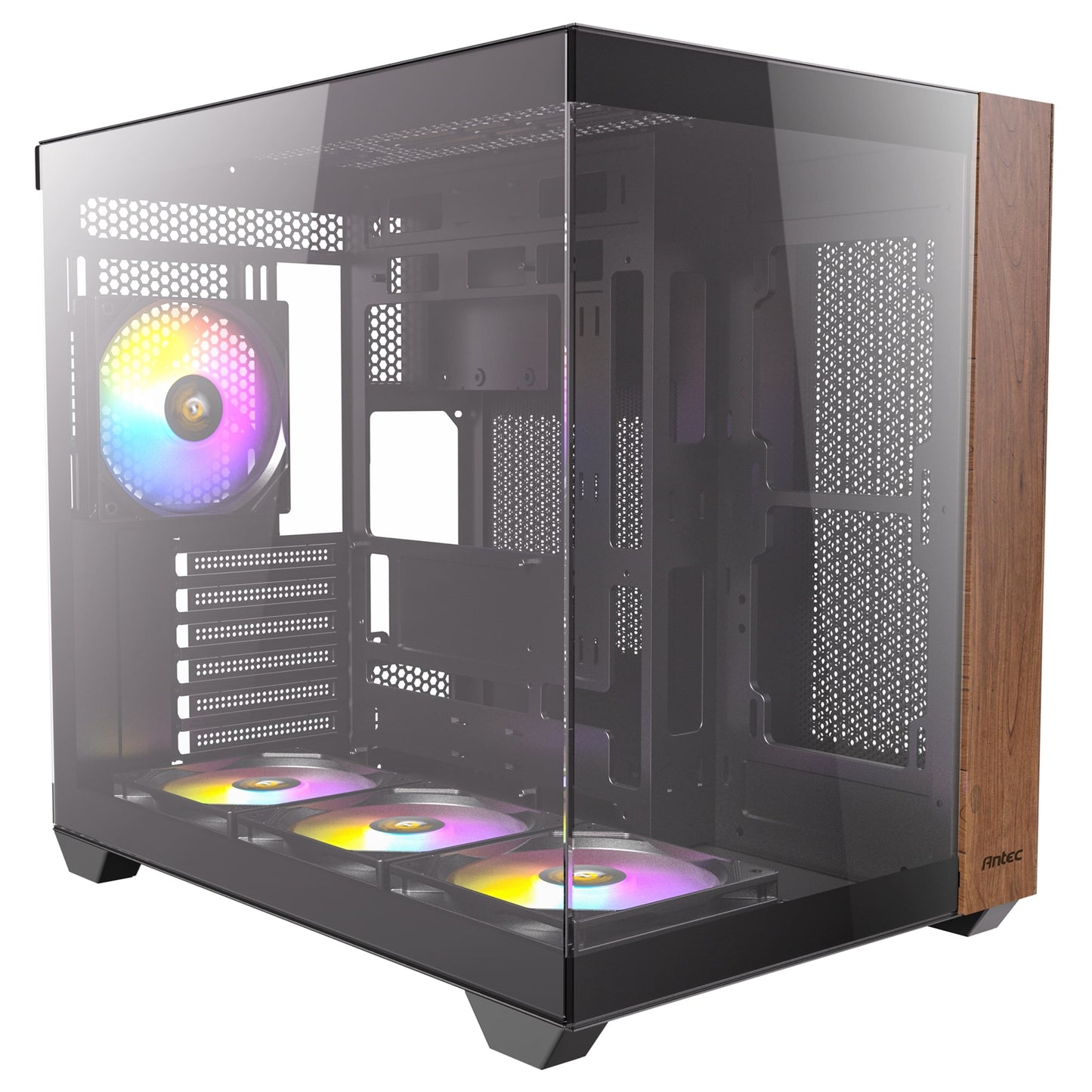 Antec CX800 Wood ARGB Mid-Tower PC Case - 270' Panoramic View, Tempered Glass, 9 Fan Positions, USB Type-C