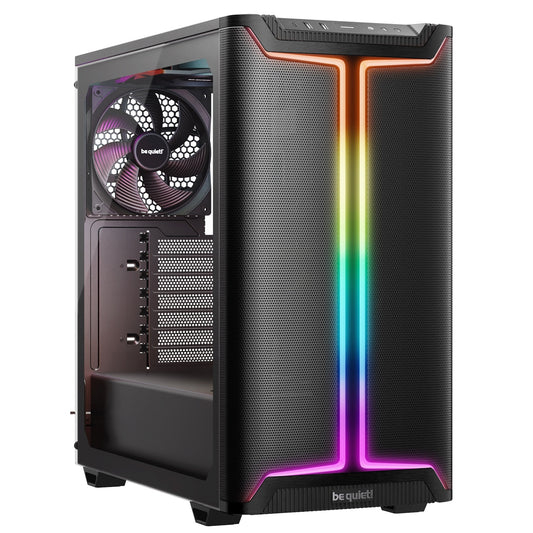 be quiet! Pure Base 501 DX Case, Airflow Window Black, Mid Tower, 2 x USB Type-A, 1 x USB Type-C, 3 x Pure Wings 3 140mm Black PWM Fans Included, Dynamic case front design with elegant ARGB lighting inside and outside of the case