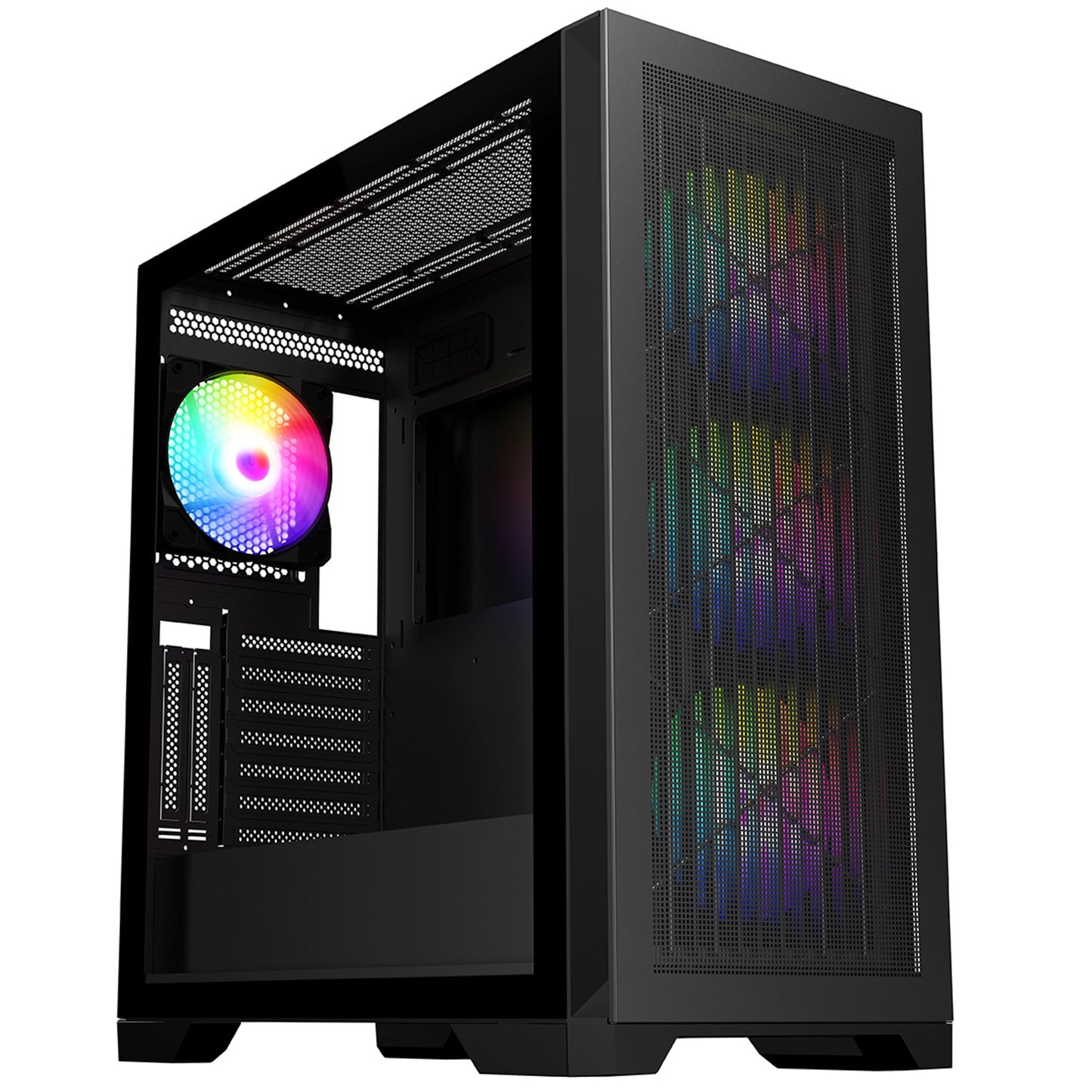 CRONUS Phanes Gaming PC Case, Mid Tower with Tempered Glass, ARGB Lighting, Enhanced Connectivity, and Superior Airflow, ATX, Micro ATX, Mini-ITX, and E-ATX