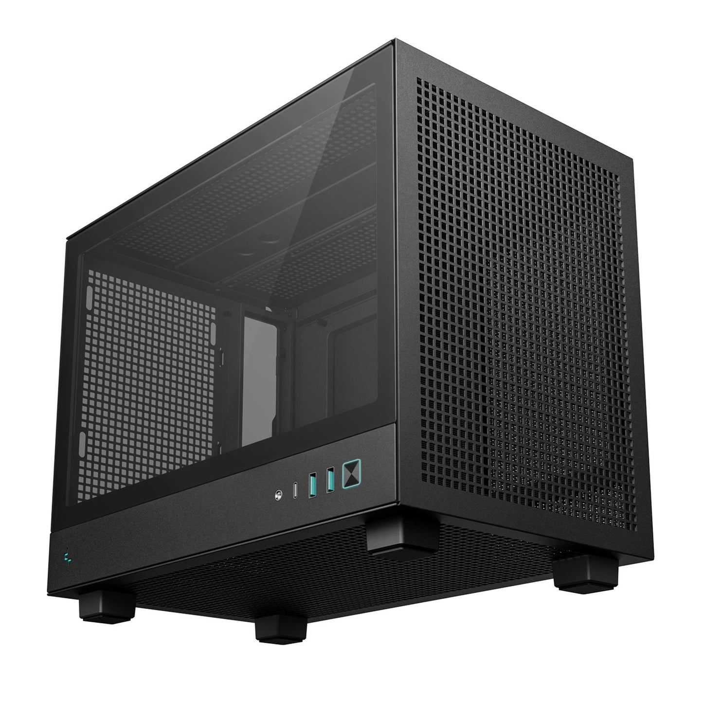 DeepCool CH160 Ultra-Portable Gaming Case Black Micro Tower with Tempered Glass Side Window Panel, Advanced Cooling, USB 3.0/USB-C Ports, Pre-Installed Fans, Mini-ITX