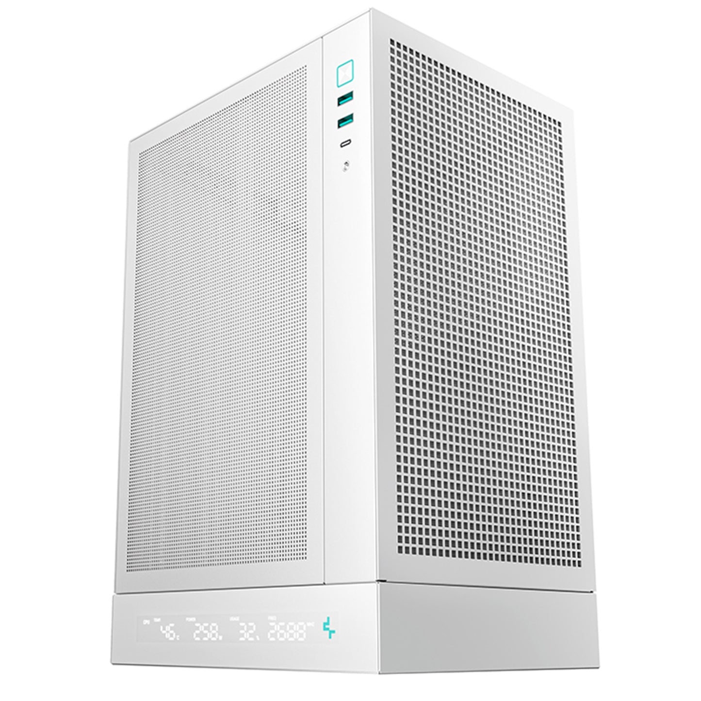 Deepcool CH170 Digital White Mini-ITX Case - High Airflow, Tempered Glass Side Panel, Supports Water Cooling, Ultra-Quiet Operation, Compact Design for Efficient Space Management