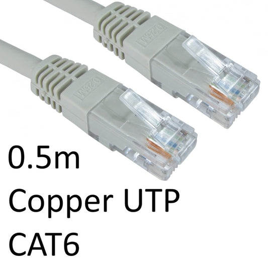 RJ45 (M) to RJ45 (M) CAT6 0.5m Grey OEM Moulded Boot Copper UTP Network Cable