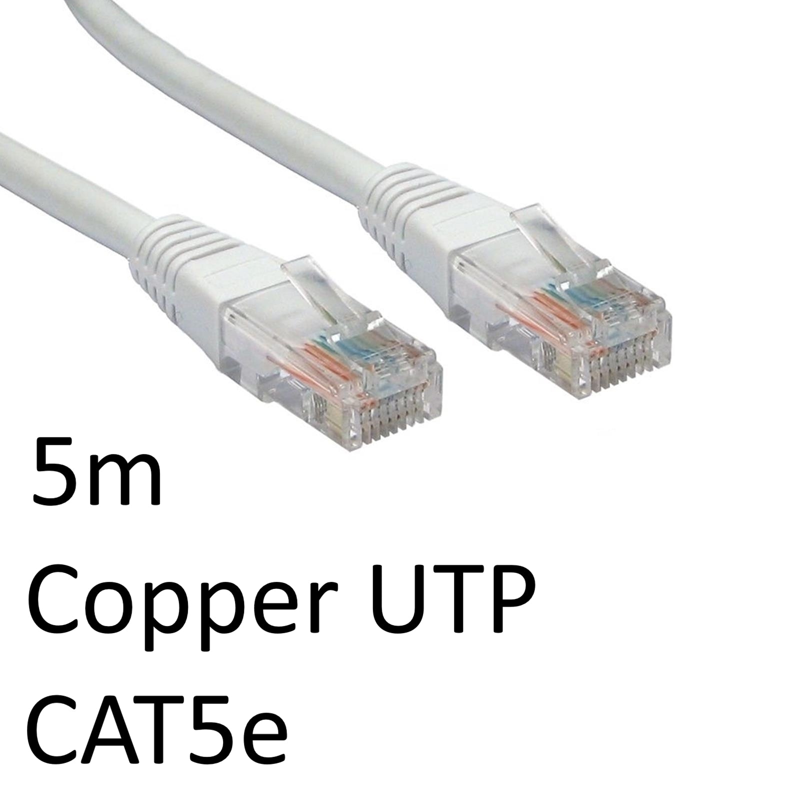 RJ45 (M) to RJ45 (M) CAT5e 5m White OEM Moulded Boot Copper UTP Network Cable