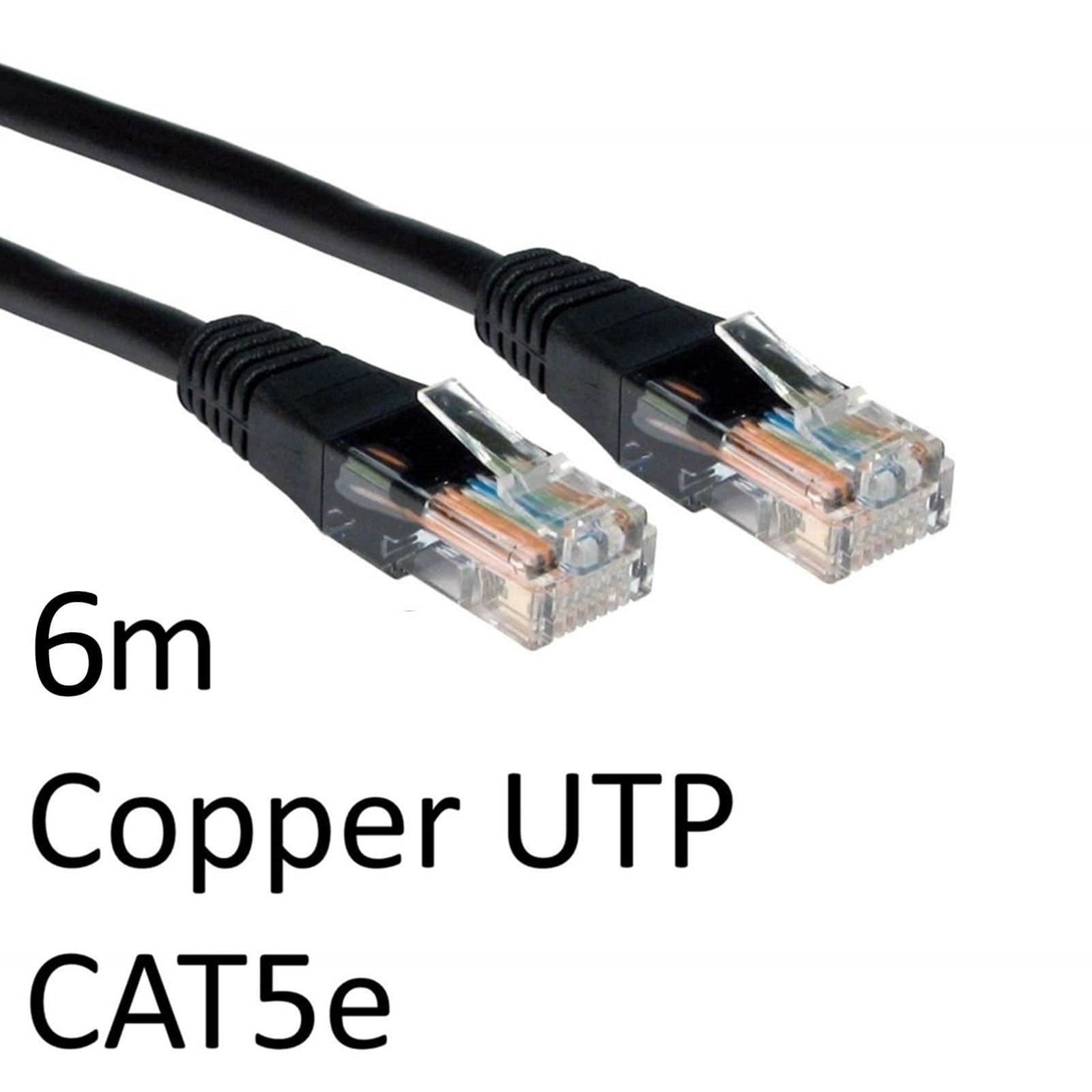 RJ45 (M) to RJ45 (M) CAT5e 6m Black OEM Moulded Boot Copper UTP Network Cable