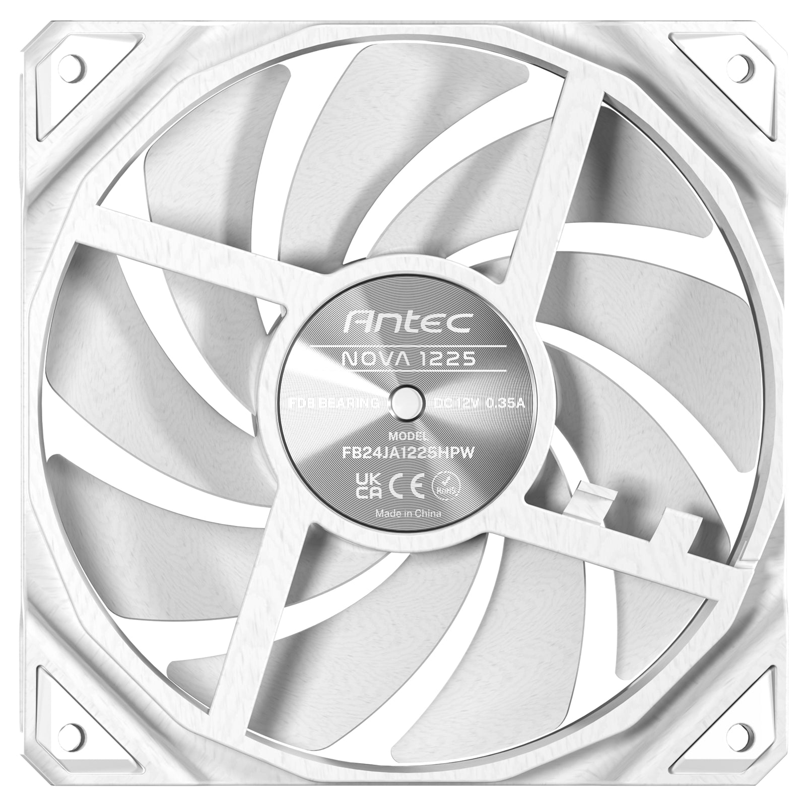 Antec NOVA 120 PWM Fan, White, High-Performance Cooling with Fluid Dynamic Bearing, Precise Three-Phase Speed Control, Industrial-Grade Metal Construction, and Dustproof Design