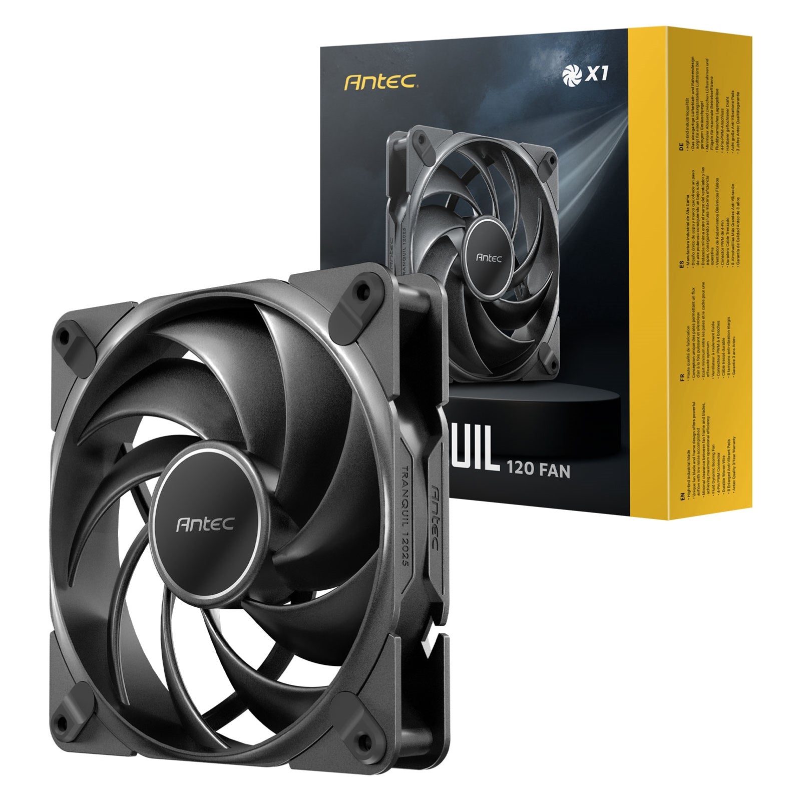 Antec Tranquil 120 ARGB PWM Case Fan - Fluid Dynamic Bearing, 400-2000 RPM, Black