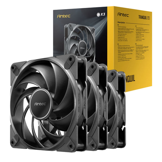 Antec Tranquil 120 PWM Case Fan (3-Pack) - Fluid Dynamic Bearing, 400-2000 RPM, Black