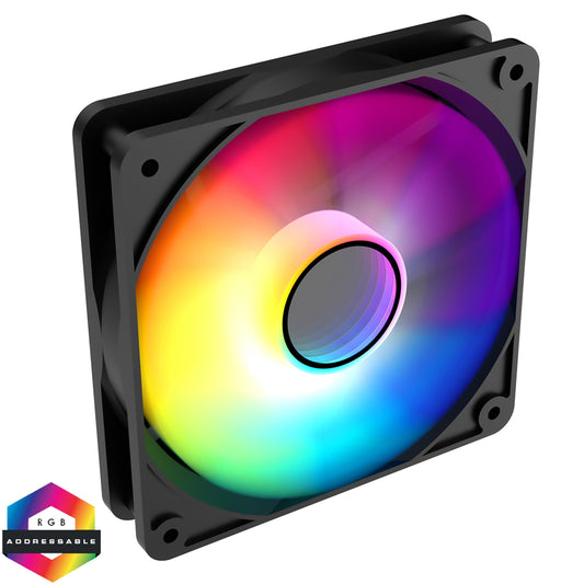 CIT Halo 120mm Infinity ARGB Black 4-Pin PWM High-Performance PC Cooling Fan with Addressable RGB Lighting and Superior Airflow