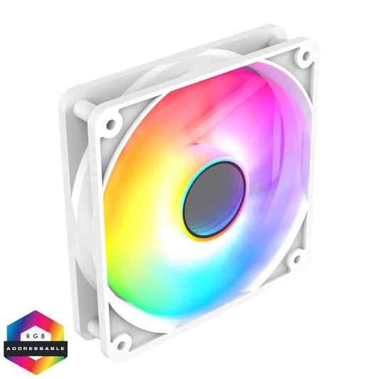 CIT Halo 120mm Infinity ARGB White 4-Pin PWM High-Performance PC Cooling Fan with Addressable RGB Lighting and Superior Airflow