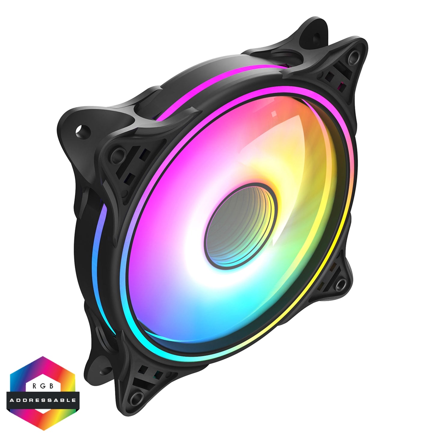 CiT Tornado FNB 120mm RGB LED Fan - High Airflow, Quiet Operation, 4-Pin PWM, Black