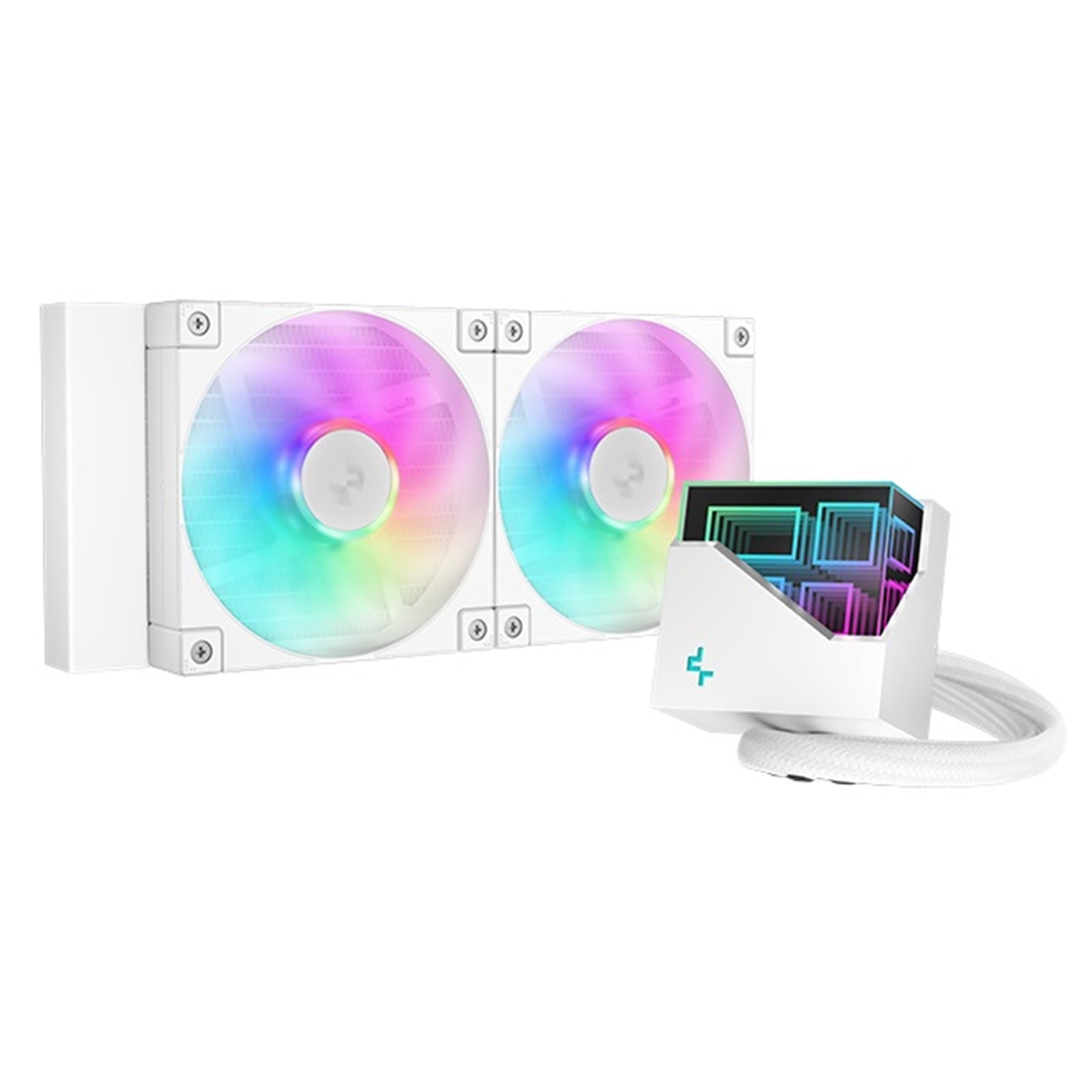 DeepCool LT240 Liquid CPU Cooler, 240mm Radiator, Dual 120mm ARGB Fans, Infinity Mirror Top Cap, Silent Operation, Anti-Leak Tech, White