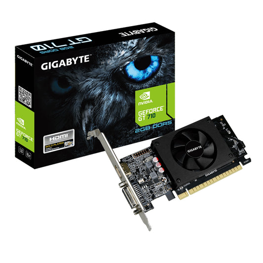 Gigabyte NVIDIA GeForce GT 710 Low Profile 2G Graphics Card, 2GB GDDR5, 954 MHz Core Clock, Single Fan Low Profile, 1x DVI-D / 1x HDMI Port