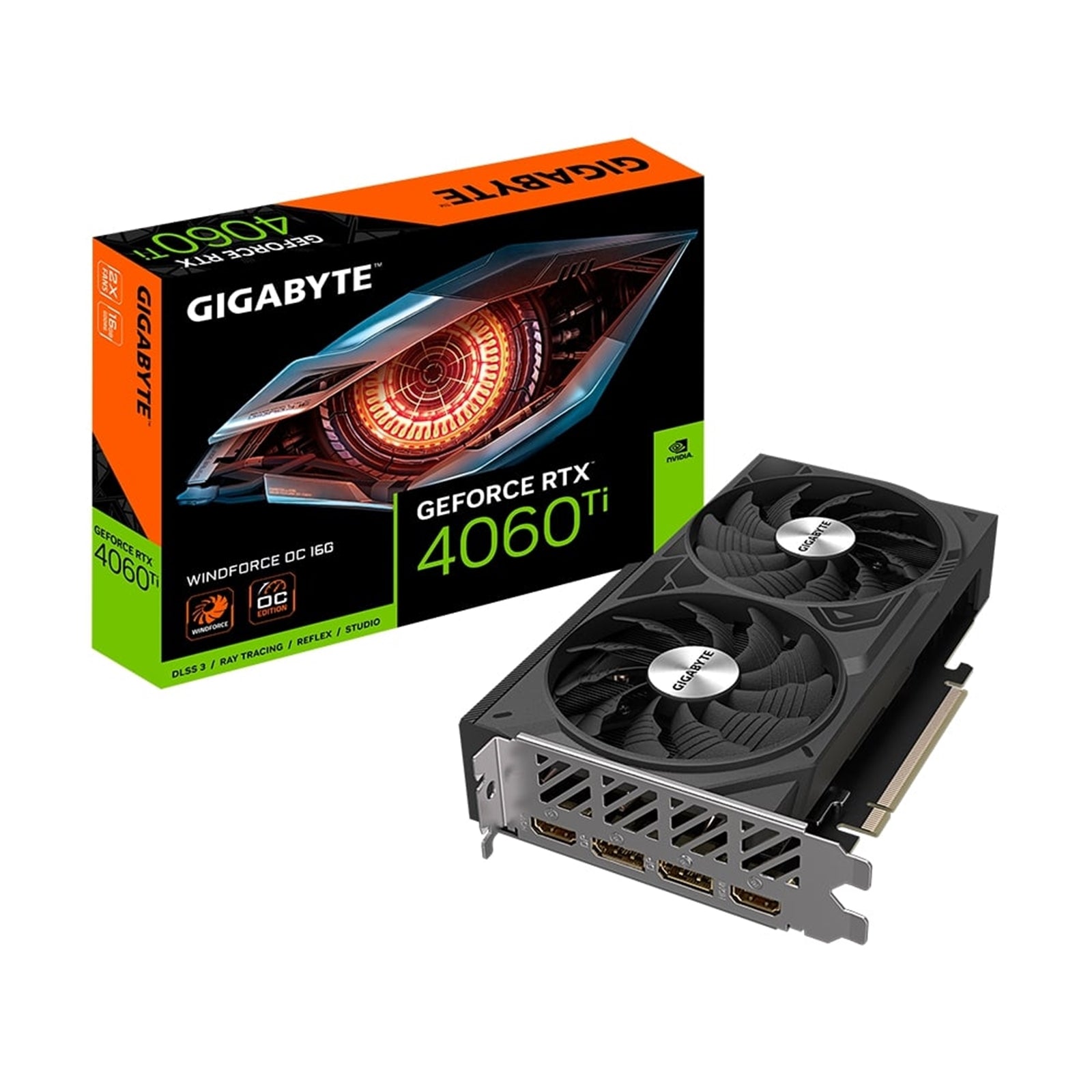 Gigabyte NVIDIA GeForce RTX 4060 Ti WINDFORCE OC 16G Graphics Card, 16GB GDDR6, 4352 CUDA Cores, 2565 MHz Core Clock, Dual Fan, 2x DisplayPorts / 2x HDMI Ports