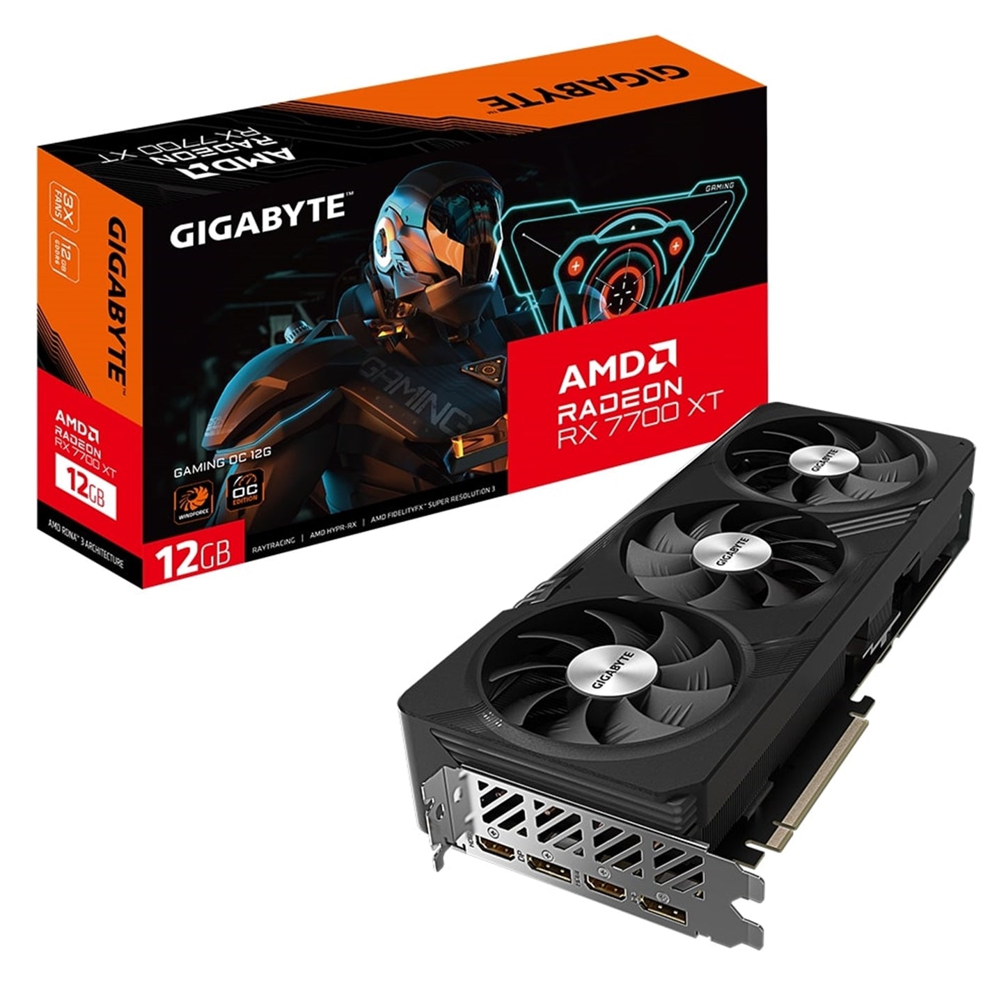 Gigabyte AMD Radeon RX 7700 XT GAMING OC Graphics Card, 12GB GDDR6, 3456 Streams, 2599 MHz Boost Clock, Triple Fan, RGB, 2x DisplayPorts / 2x HDMI Ports