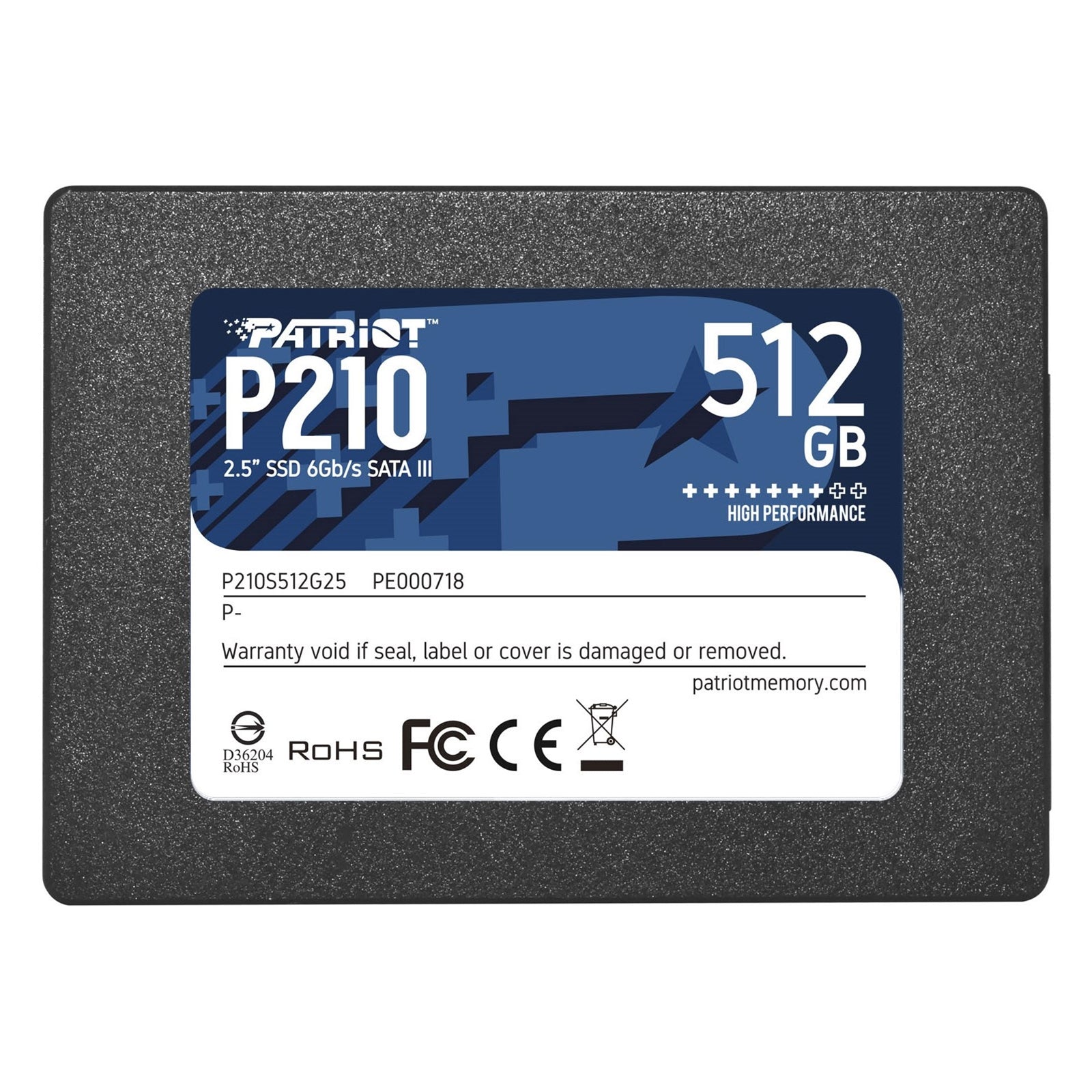 Patriot P210 (P210S512G25) 512GB 2.5 Inch SSD, Sata 3 Interface, Read 520MB/s, Write 430MB/s, 3 Year Warranty