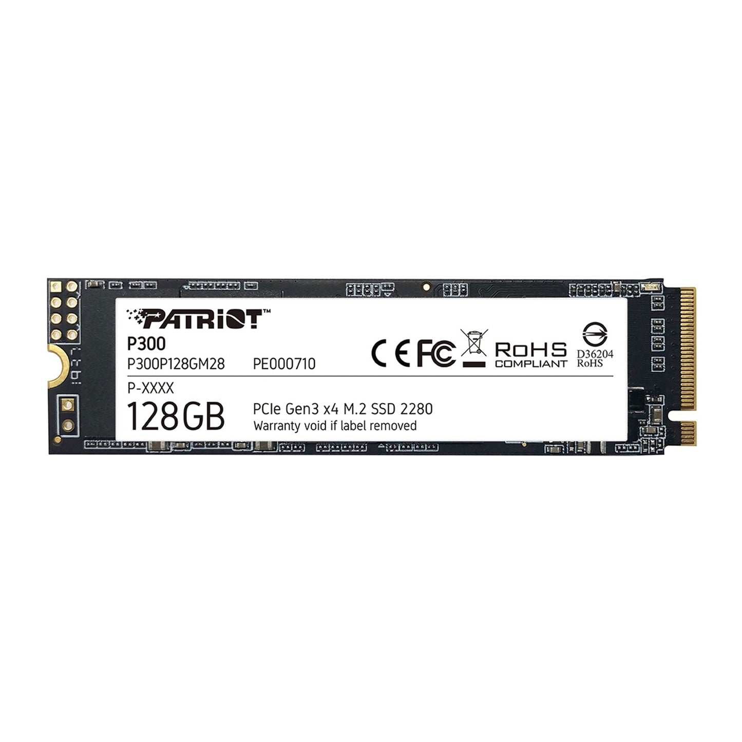 Patriot P300 (P300P128GM28) 128GB NVMe SSD, M.2 Interface, PCIe Gen3, 2280, Read 1600MB/s, Write 600MB/s, 3 Year Warranty